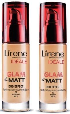 Lirene Ideale - Glam & Matt -  fluid matująco-rozświetlający SPF 15