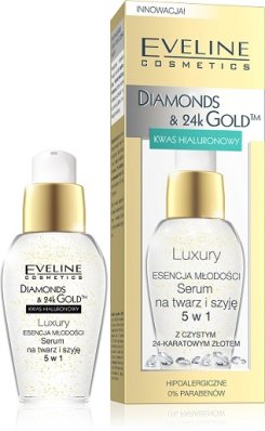 Diamonds 24k Gold - Luxury Esencja Młodości - serum na twarz i szyję 5w1 z czystym 24k złotem