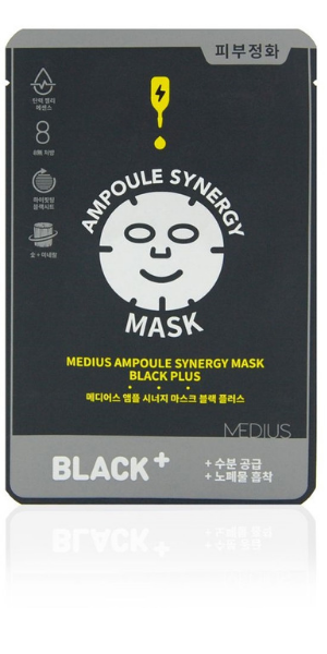Medius, Mini Ampoule, Synergy Mask Black Plus (Oczyszczająca maska w płachcie)