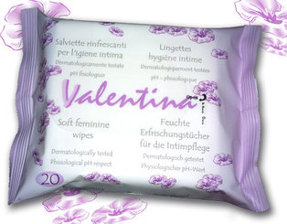 Valentina - Delikatne chusteczki nawilżone do higieny intymnej