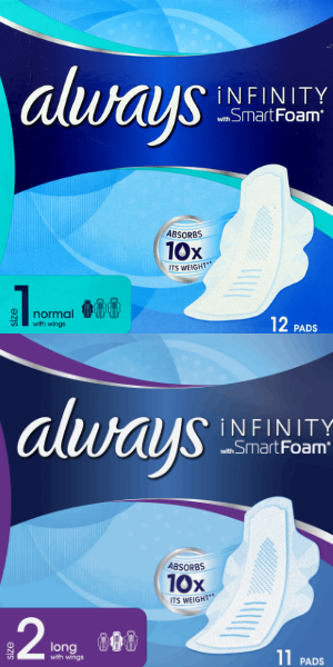 Always, Infinity Smart Foam Normal (Ultracienkie podpaski z technologią termoaktywnej pianki)