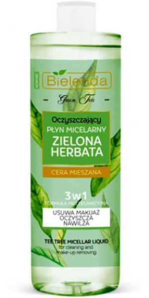 Bielenda, Green Tea, Tea Tree Micellar Liquid (Płyn micelarny 3 w 1 'Zielona herbata')