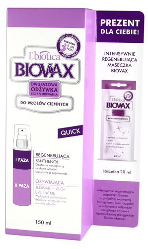 Biovax - Quick - dwufazowa odżywka bez spłukiwania do włosów ciemnych
