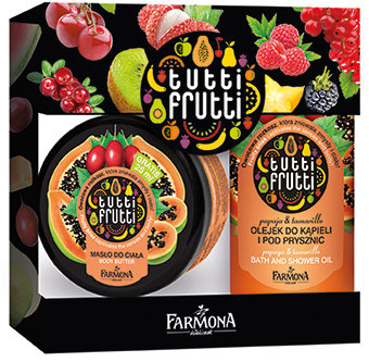 Tutti Frutti Kiwi & Karambola olejek do kąpieli 500 ml, Kiwi & Karambola masło do ciała 275 ml, Kiwi & Karambola krem do dłoni.
