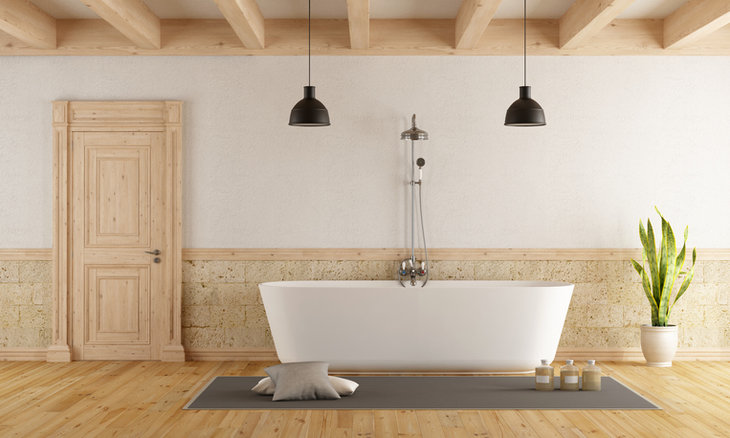Aranżacja łazienki w stylu rustykalnym jest wyjątkowo klimatyczna.